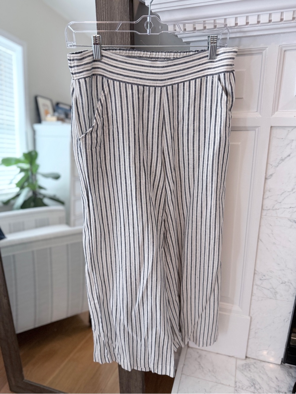 Max Studio White and Navy Striped Maxi Skirt